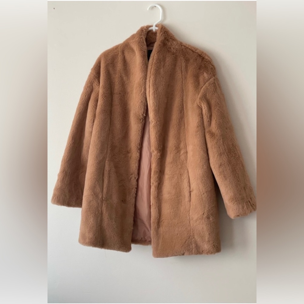 Express tan/camel faux fur coat